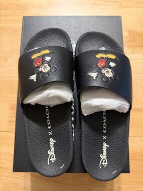Coach x Disney Mickey Mouse Slide Sandals – Black